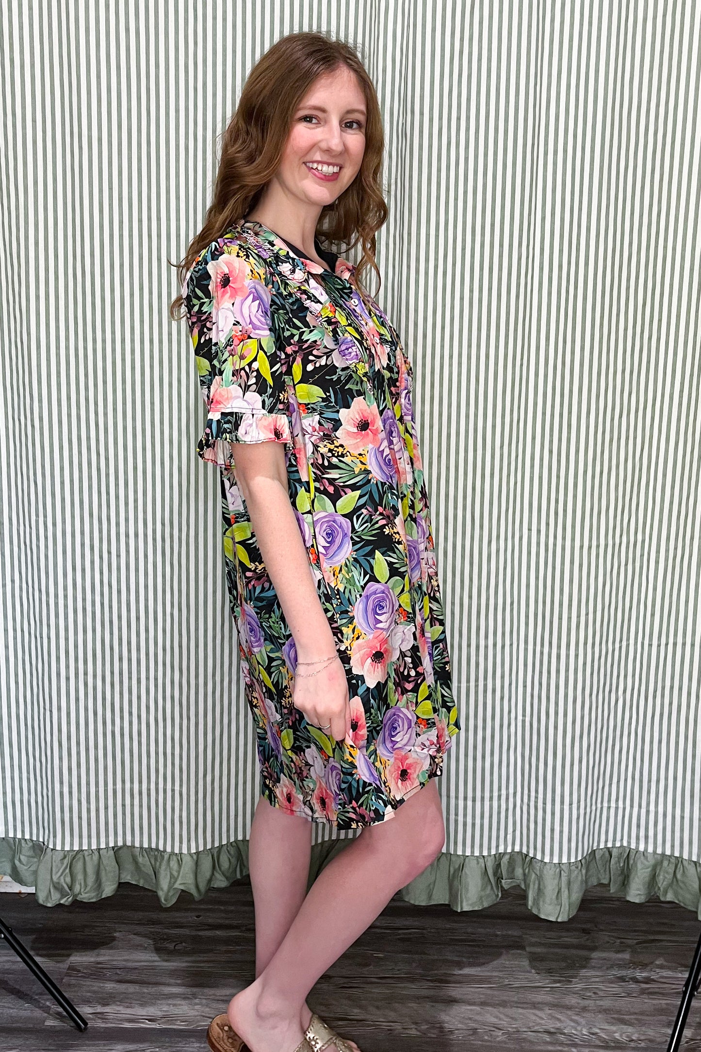 Dressed For Success Dress - Black Floral