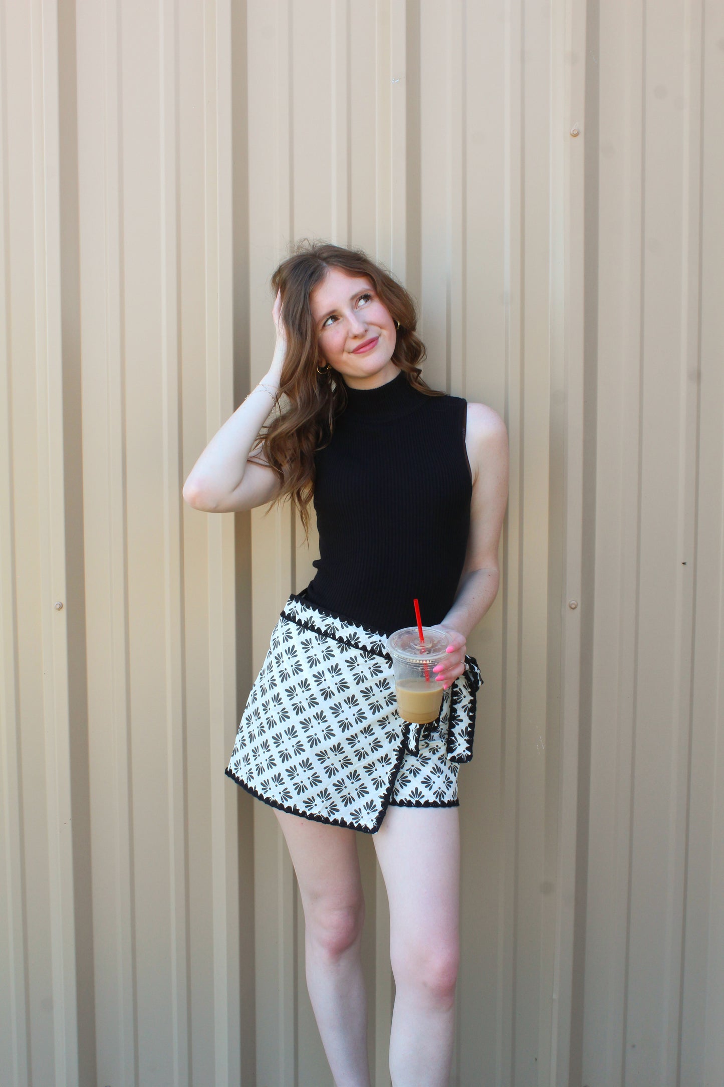 Wrap It Up Skort - Black And White