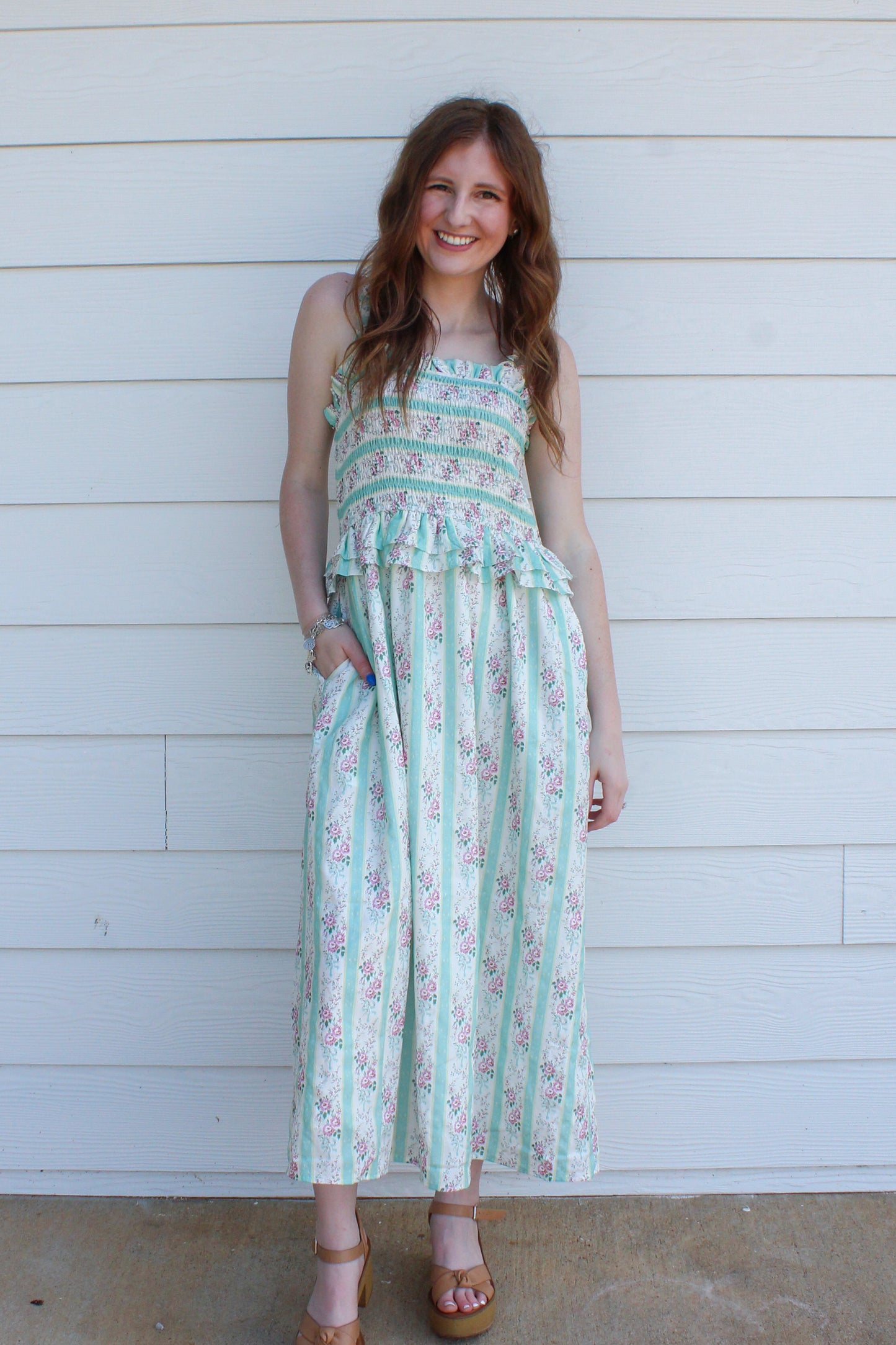 Pardon My Petals Midi Dress - Teal