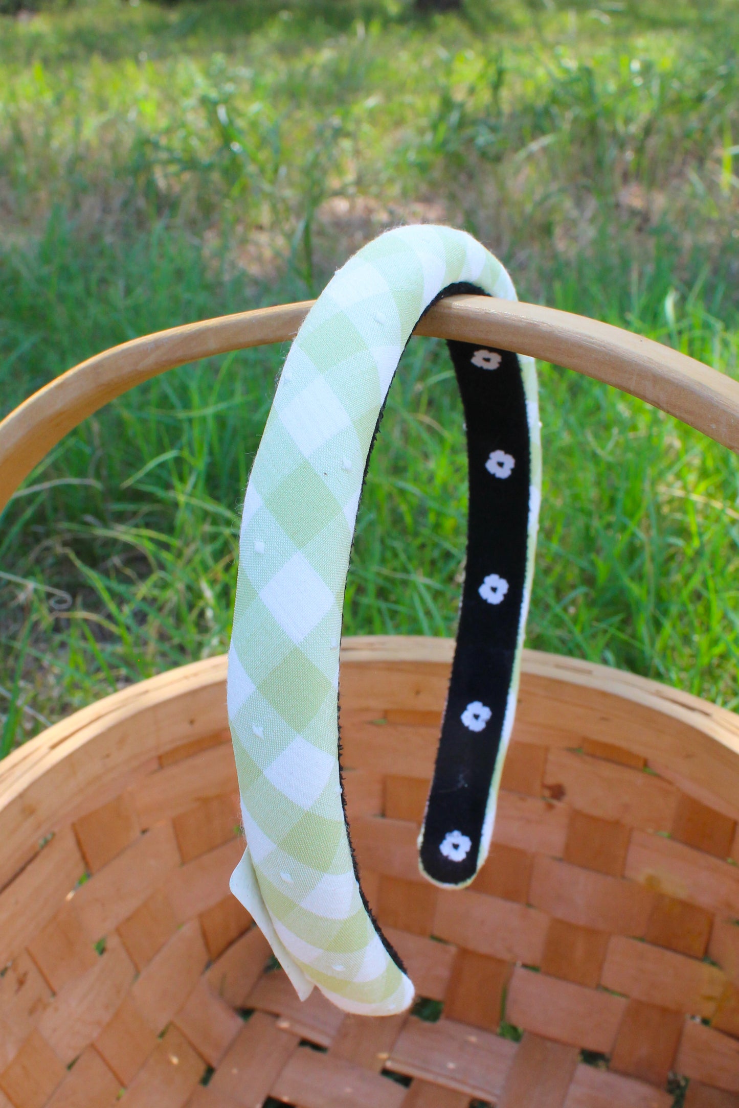 Head In The Clouds Headband - Green Gingham