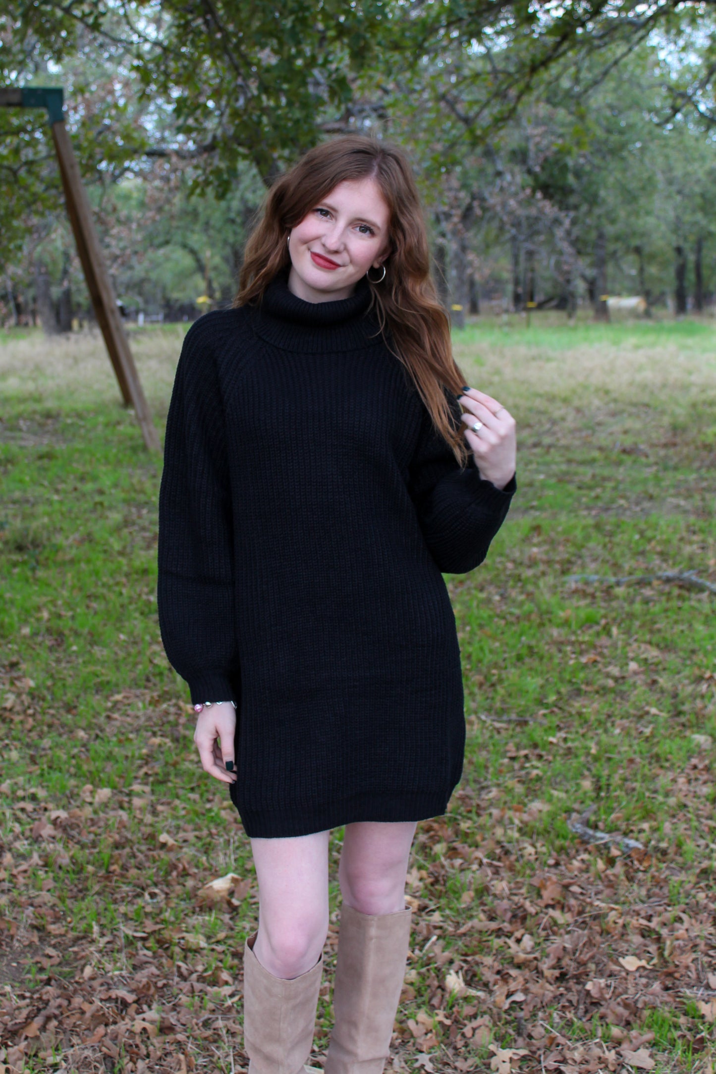 Short Notice Sweater Dress - Black