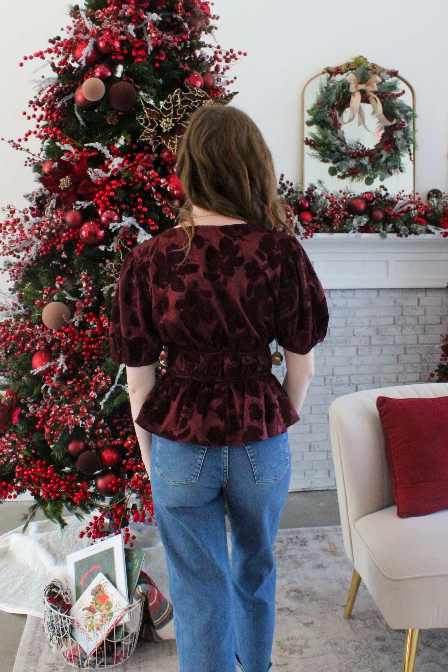 Red Velvet Top - Burgundy