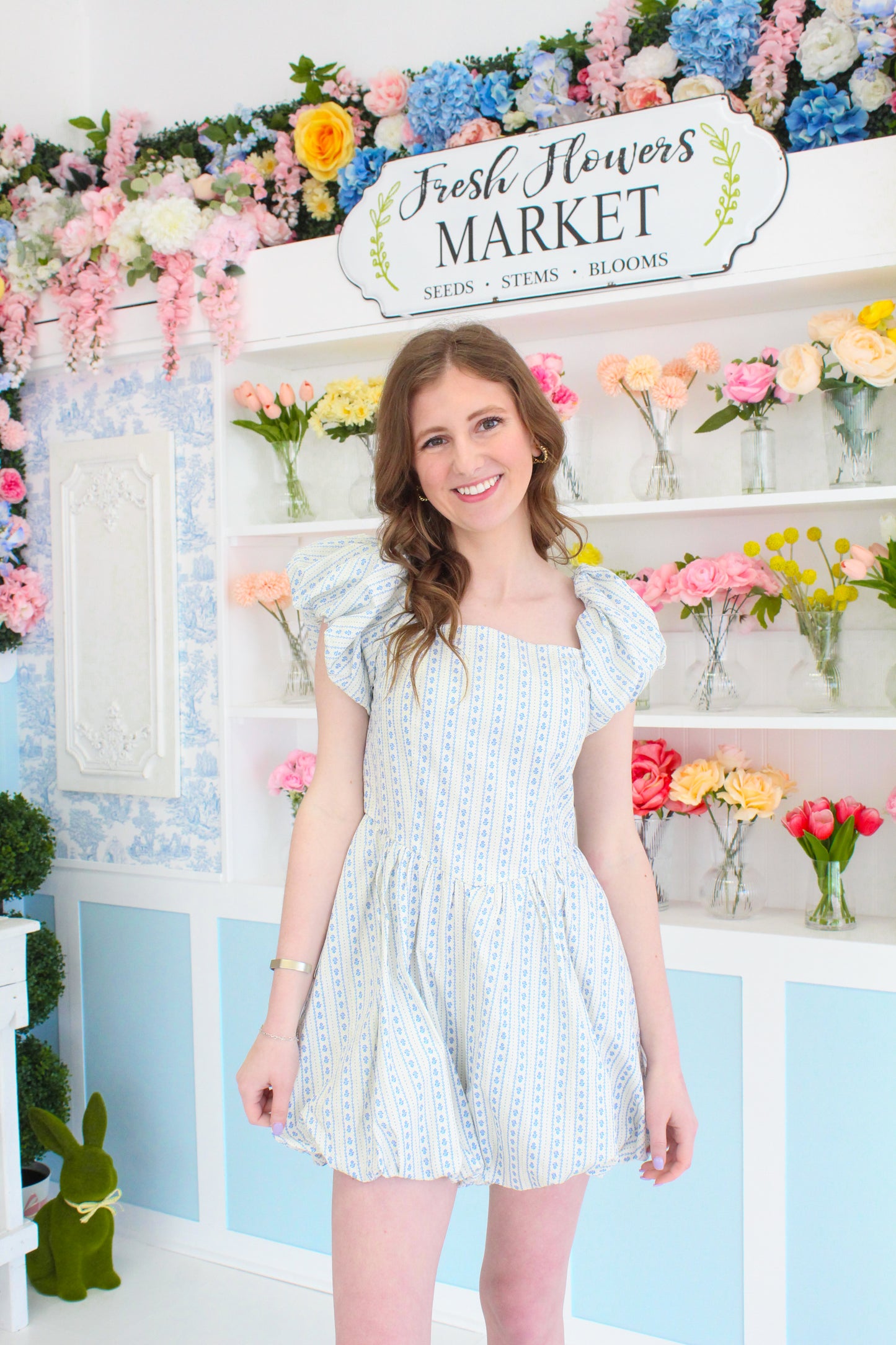 Grateful & Graceful Romper - Cream & Blue