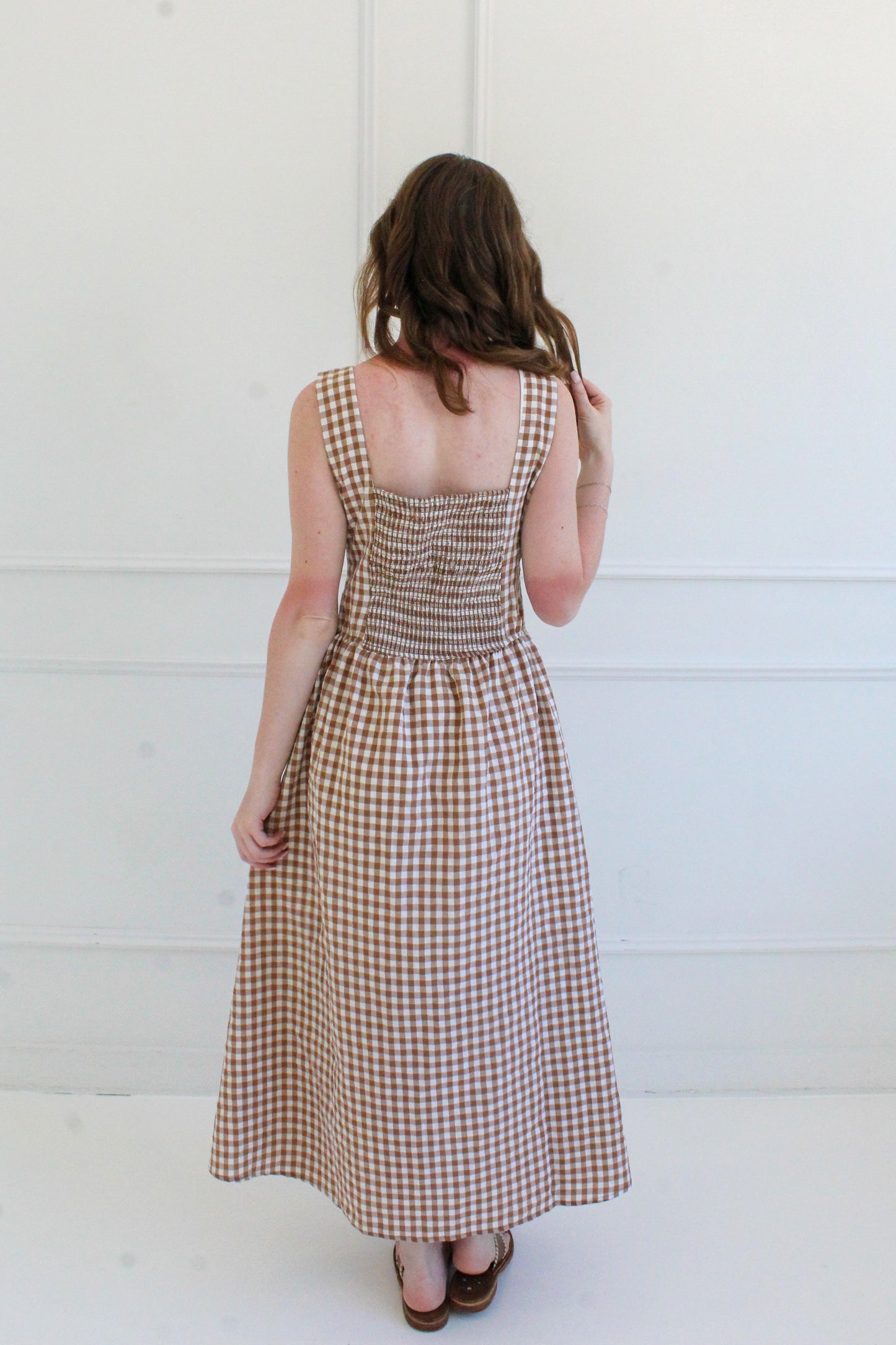 Walk In The Park Midi Dress - Brown