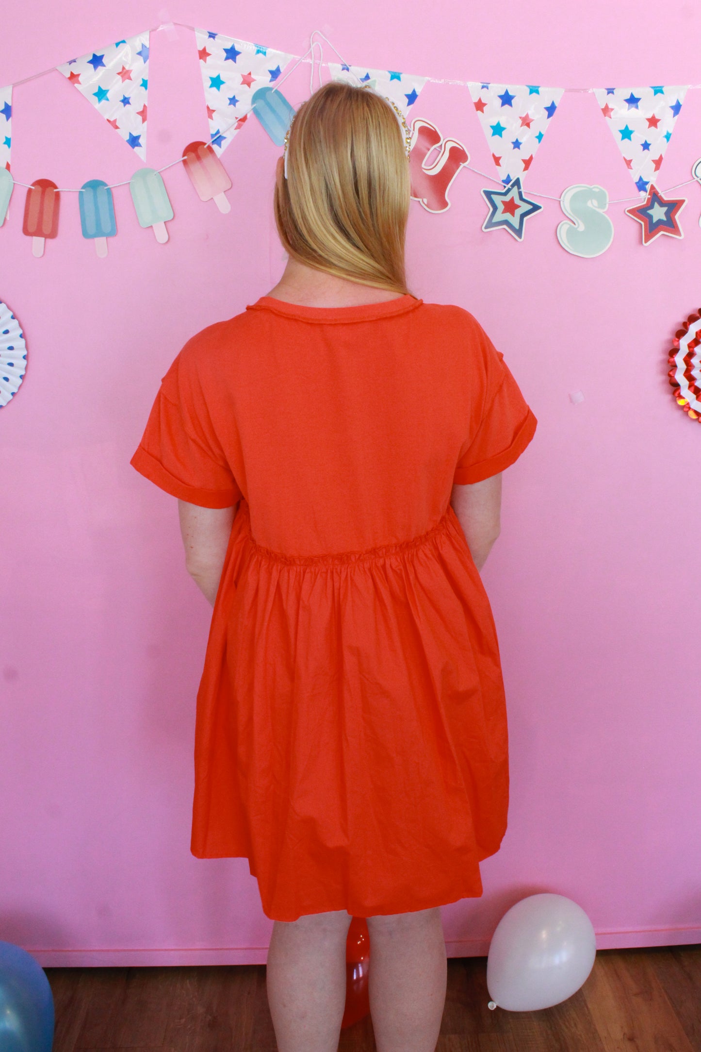 Simple & Sweet Dress - Orange Red