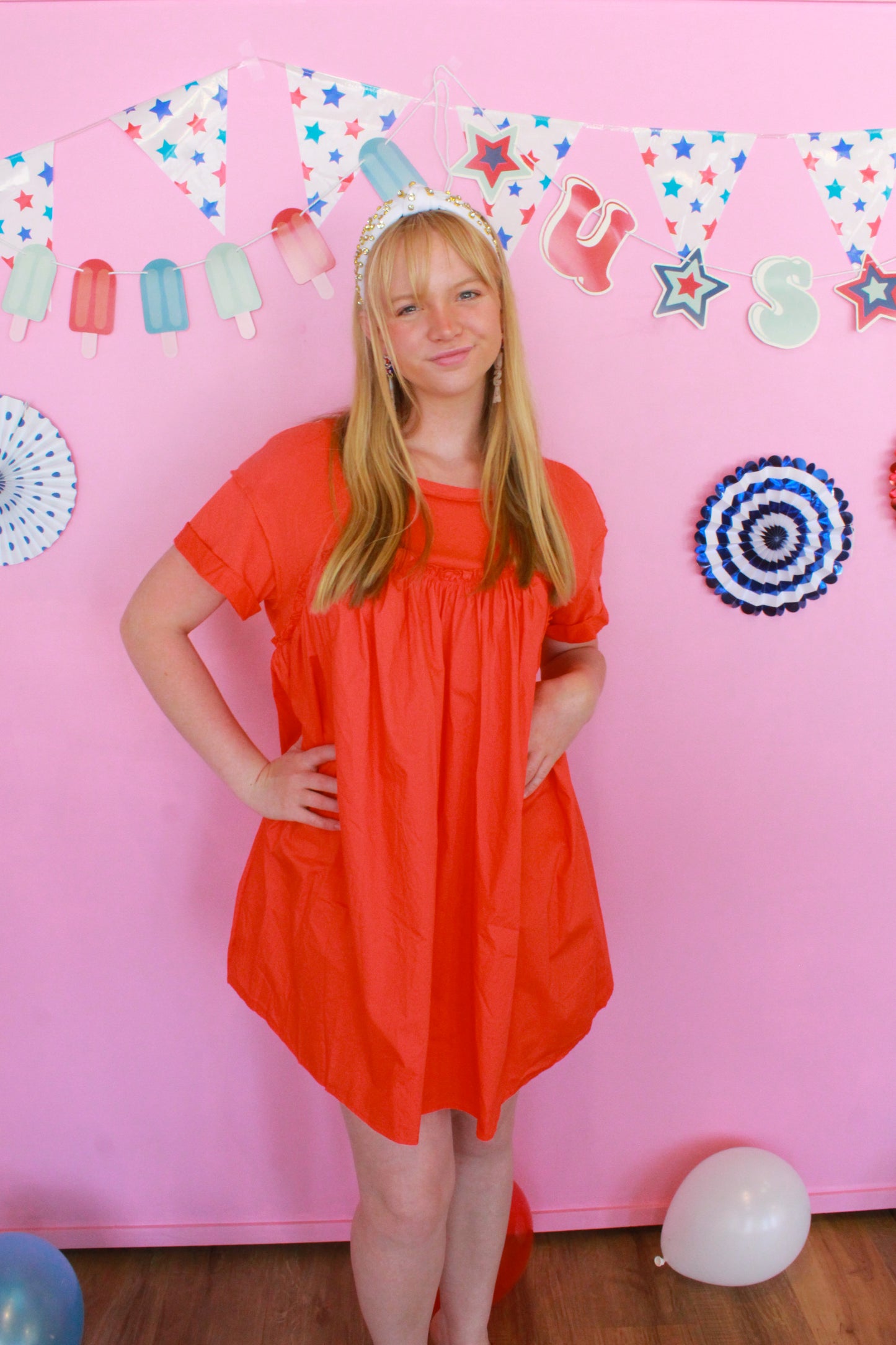 Simple & Sweet Dress - Orange Red