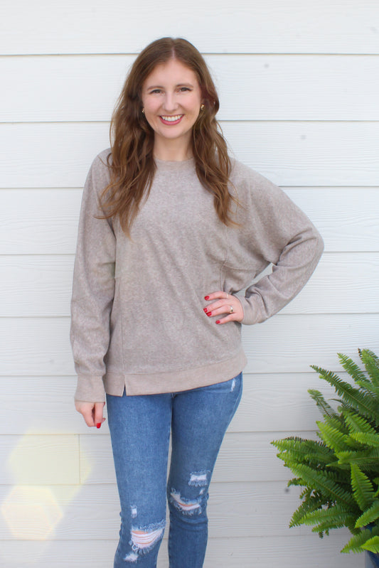 Cozy Season Pullover - Taupe