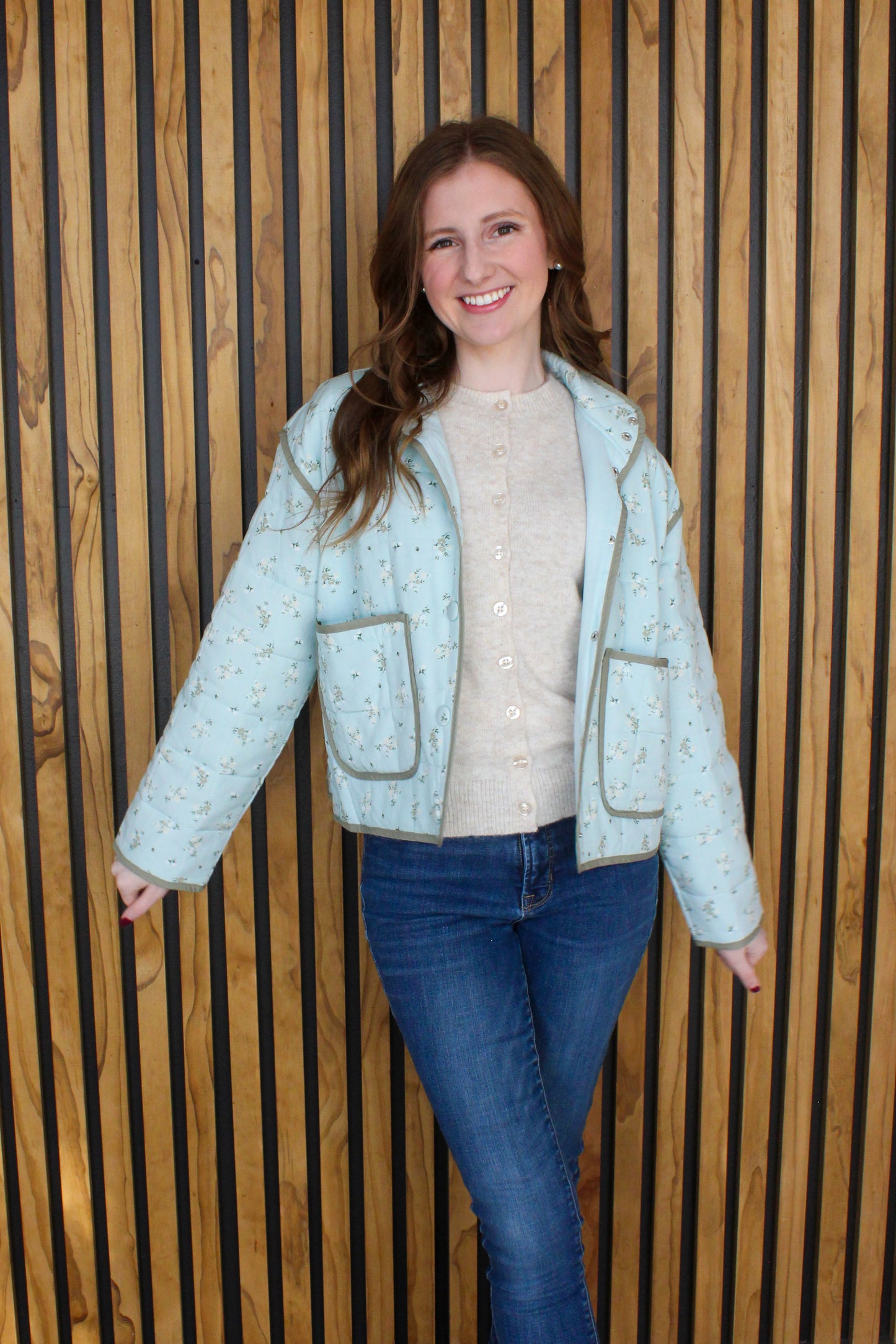 Scenic Route Quilted Jacket - Blue Floral