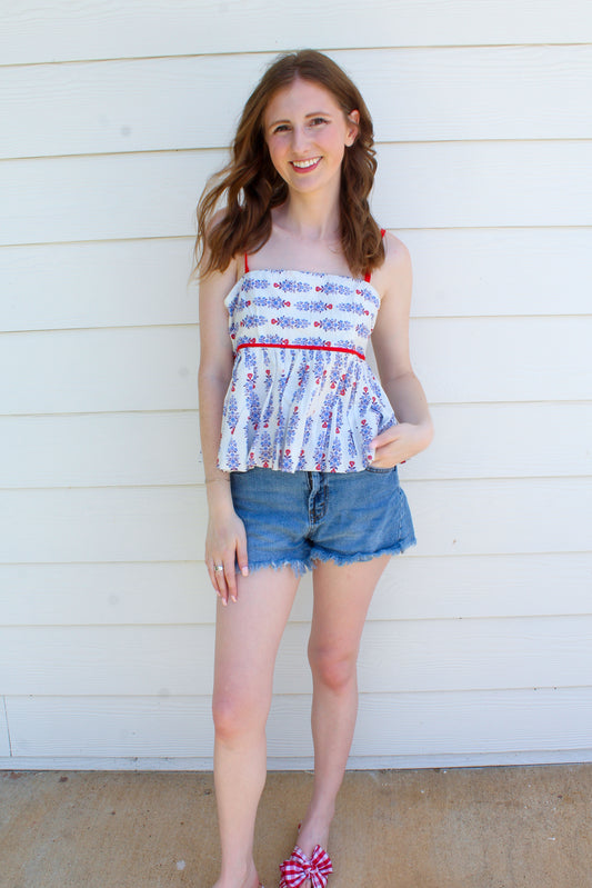 Pretty Patriotic Tank - White