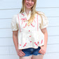 Red, White, and Cute Top - Cream