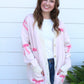 Better With A Bow Cardigan - Cream & Pink