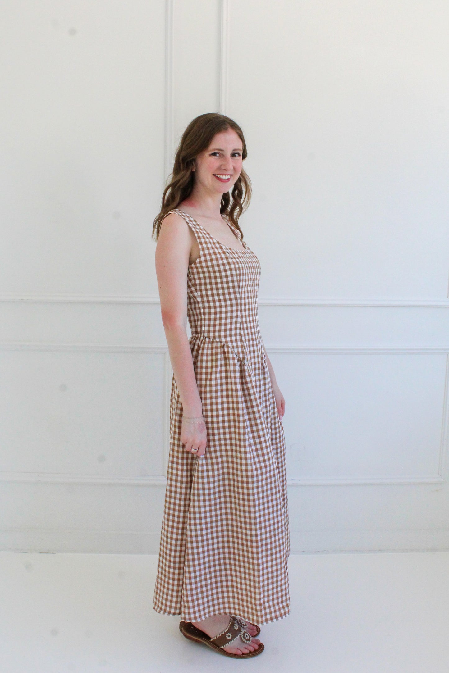 Walk In The Park Midi Dress - Brown