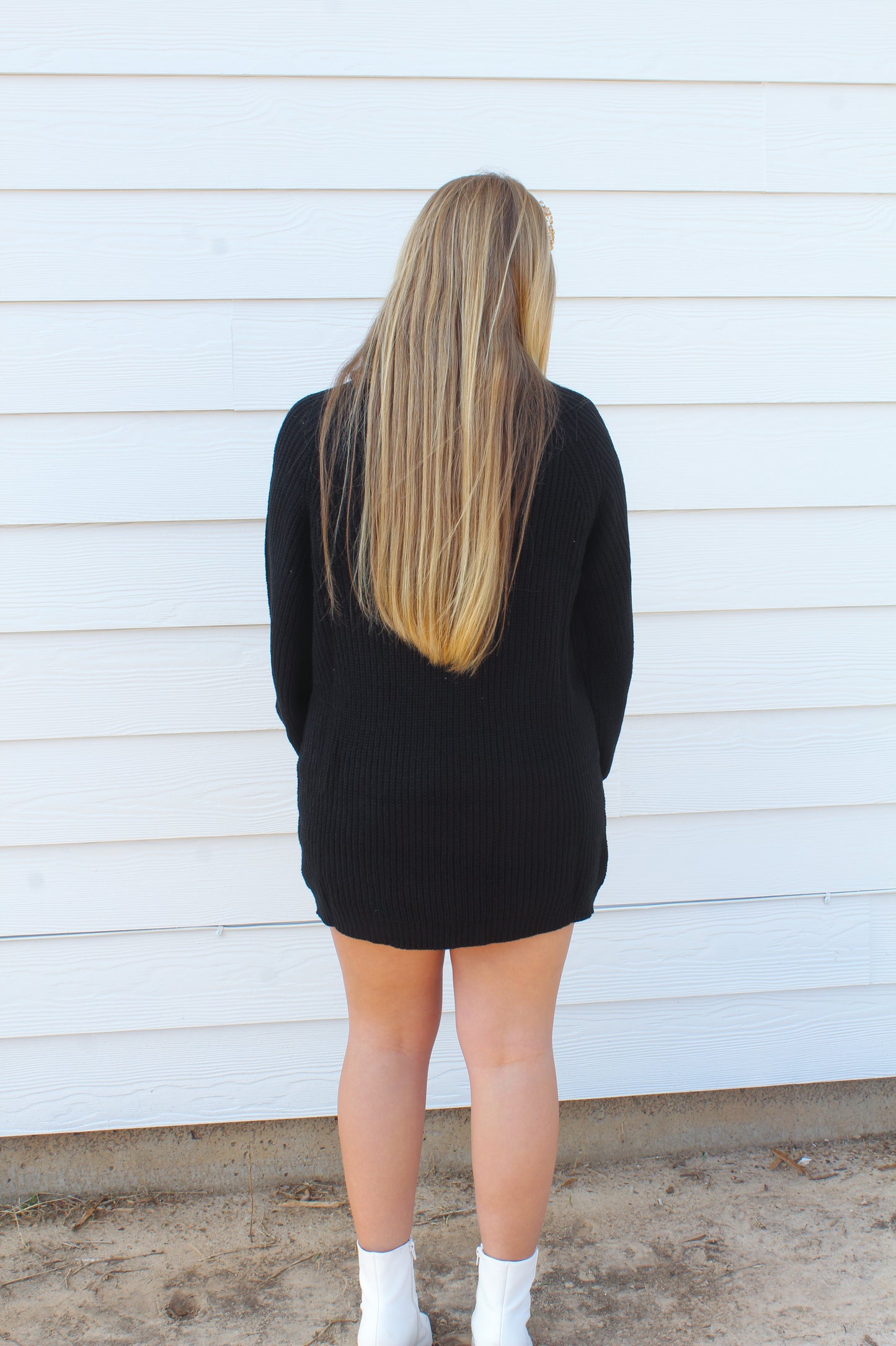 Short Notice Sweater Dress - Black