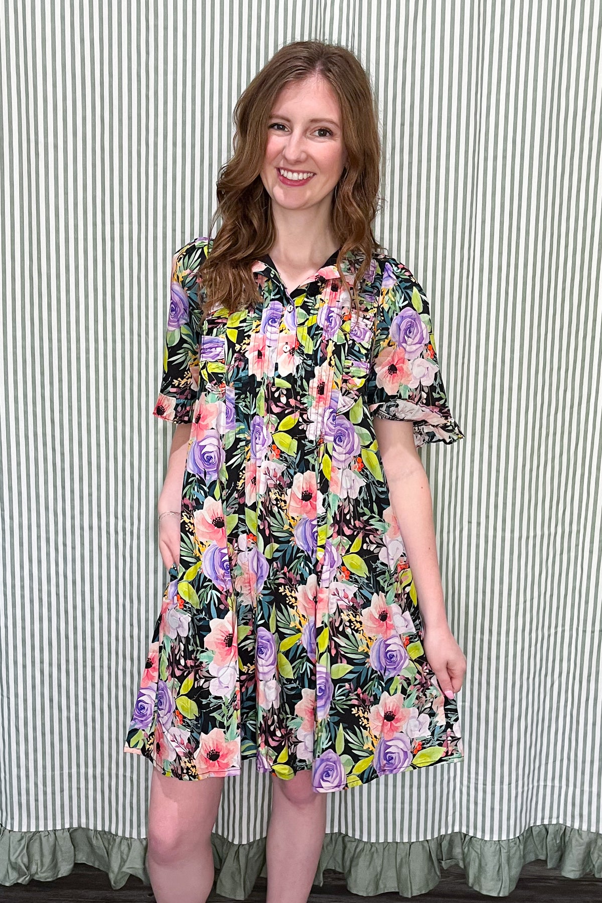 Dressed For Success Dress - Black Floral