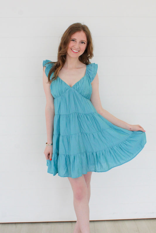 Feel The Breeze Dress - Dusty Blue