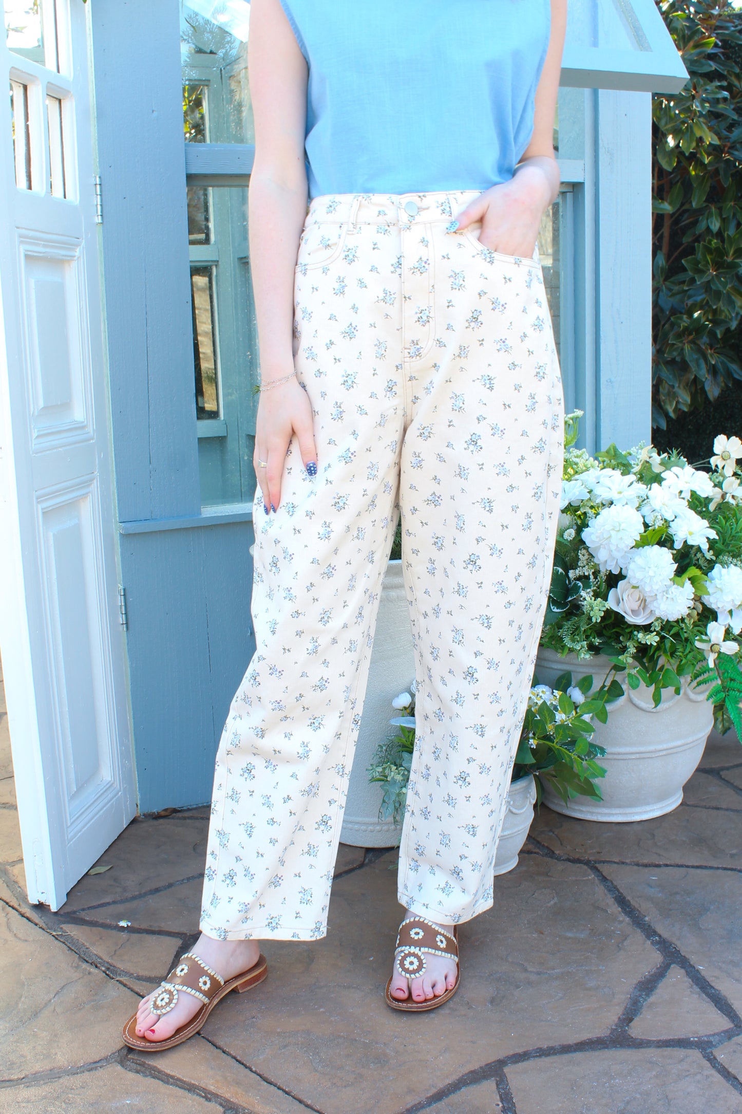 Blue Skies Ahead Jeans - Floral