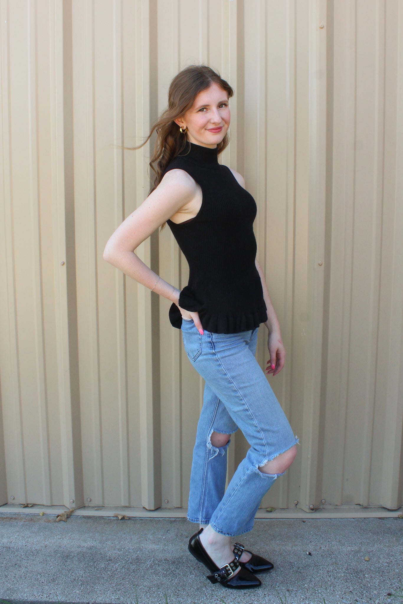Girl On A Mission Sweater Tank- Black
