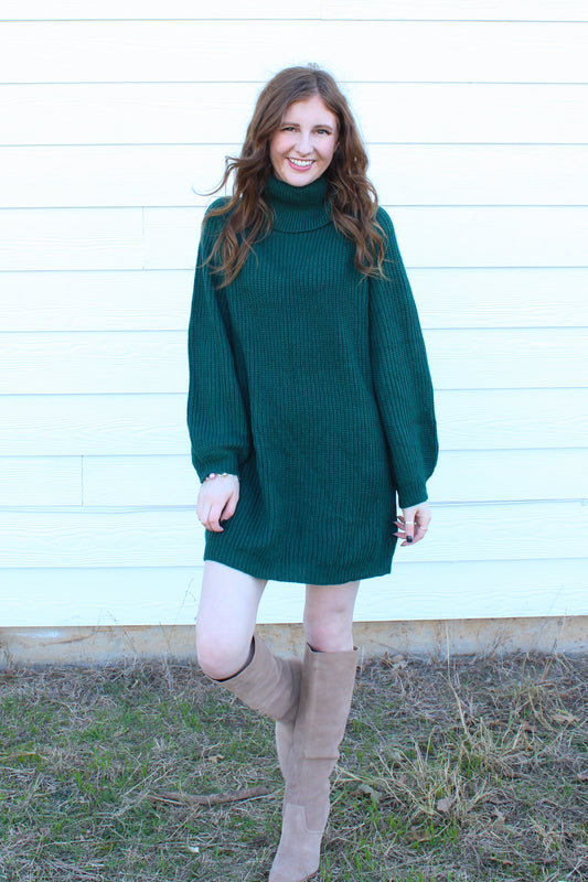 Short Notice Sweater Dress - Forest