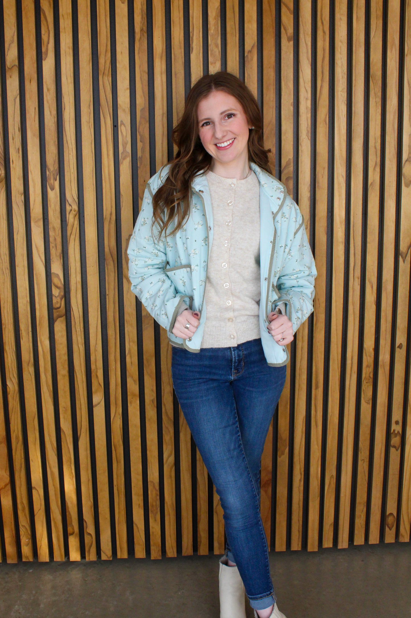 Scenic Route Quilted Jacket - Blue Floral