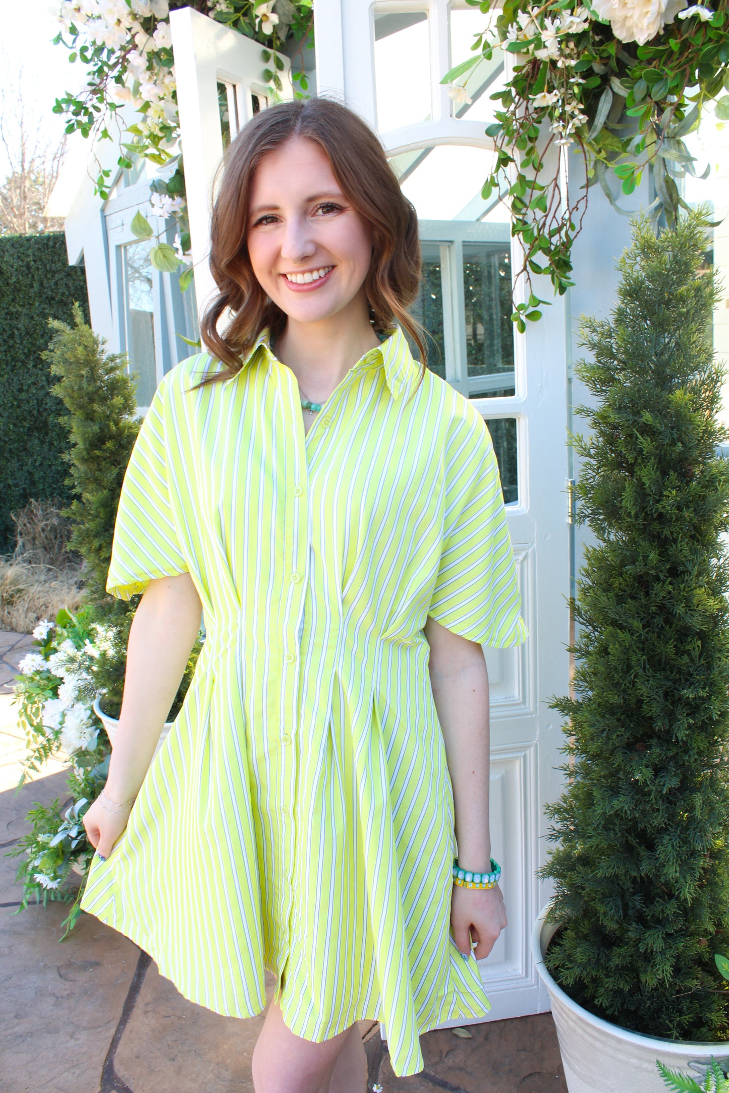 Sunny Side Stripes Dress - Yellow