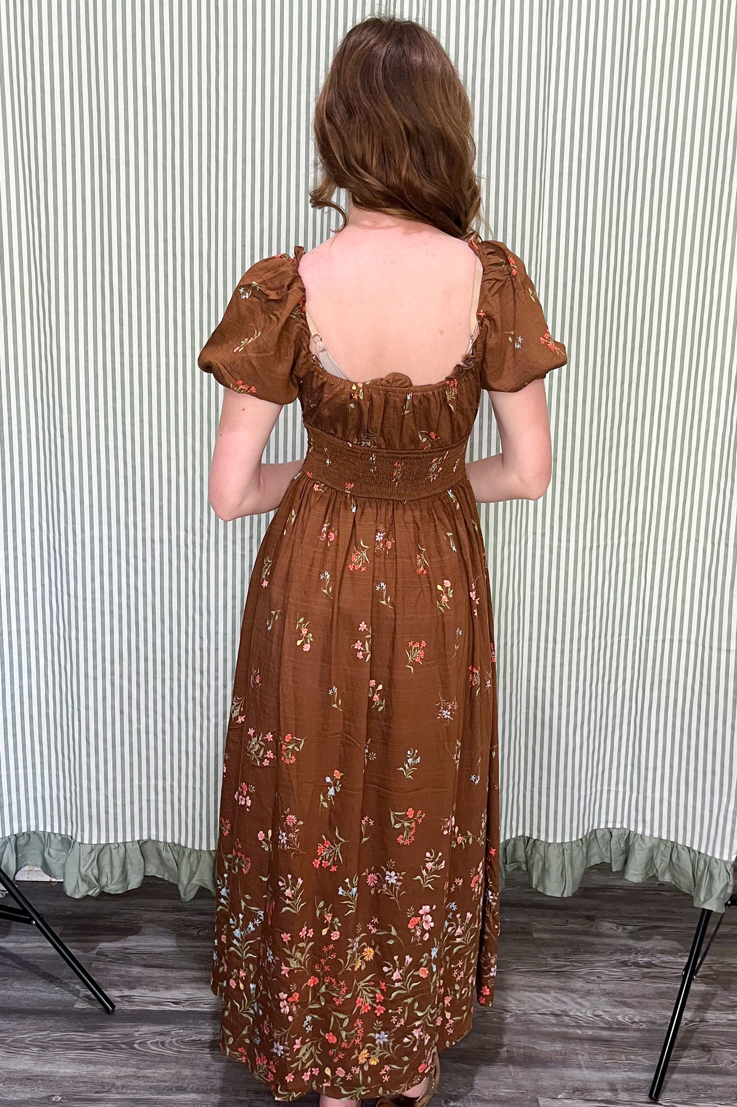 Crisp Fall Air Maxi Dress - Chocolate Floral