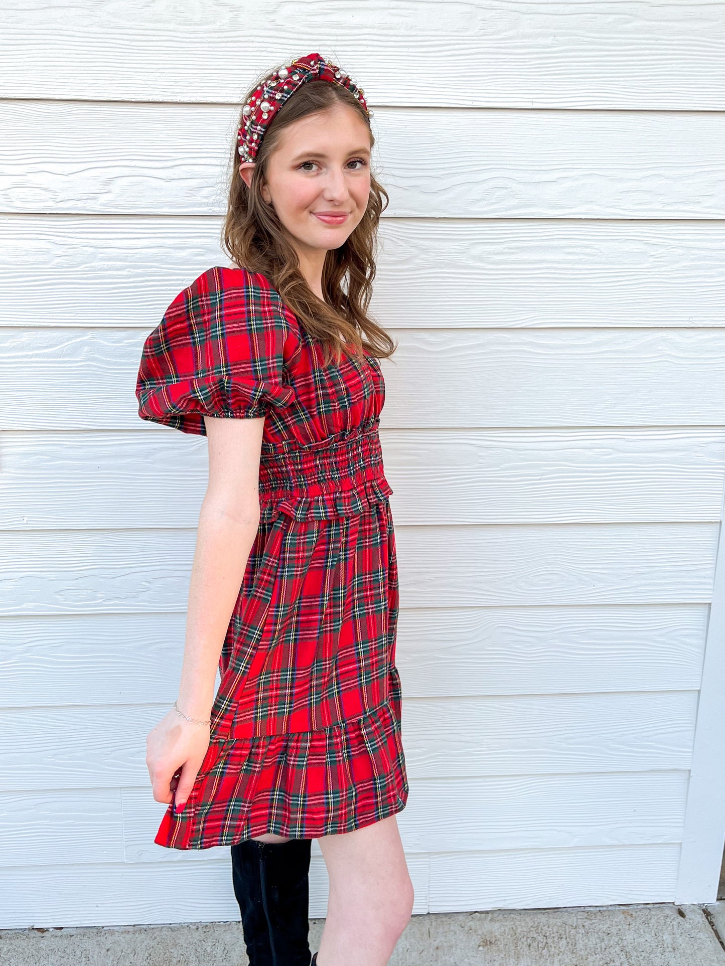 Home For The Holidays Dress - Red Plaid