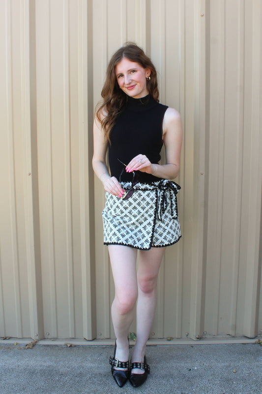 Wrap It Up Skort - Black And White