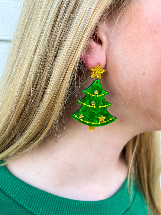 Oh Christmas Tree Earrings - Green