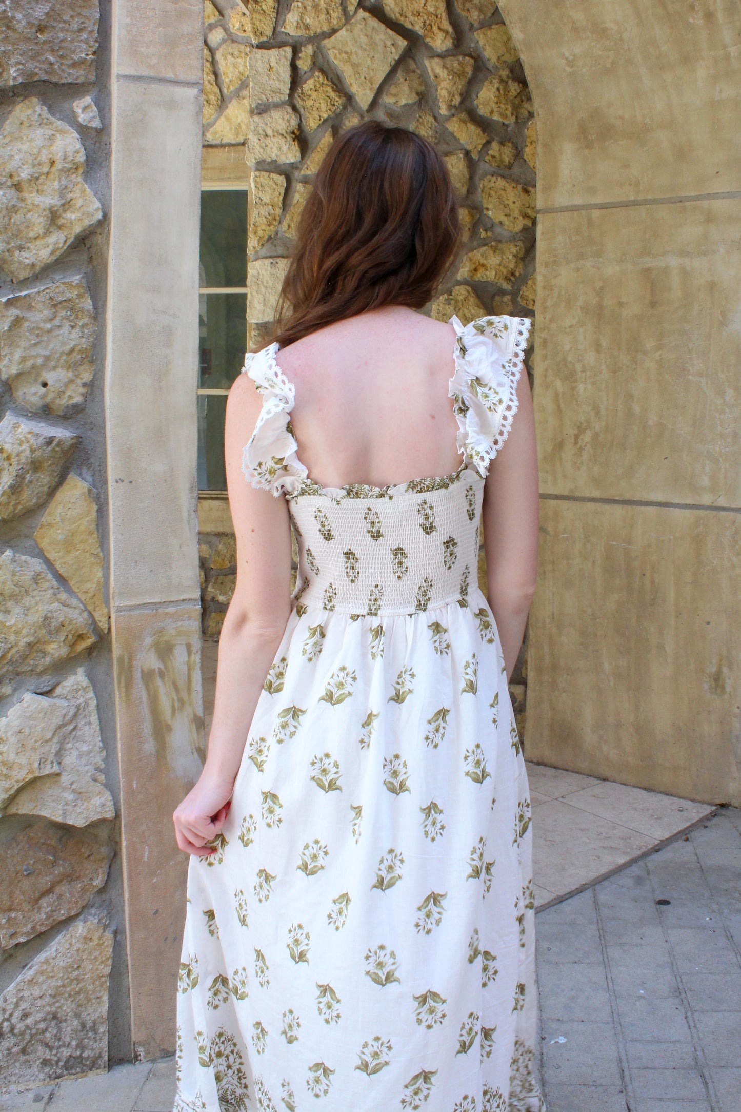 Always On My Mind Maxi Dress - White & Olive