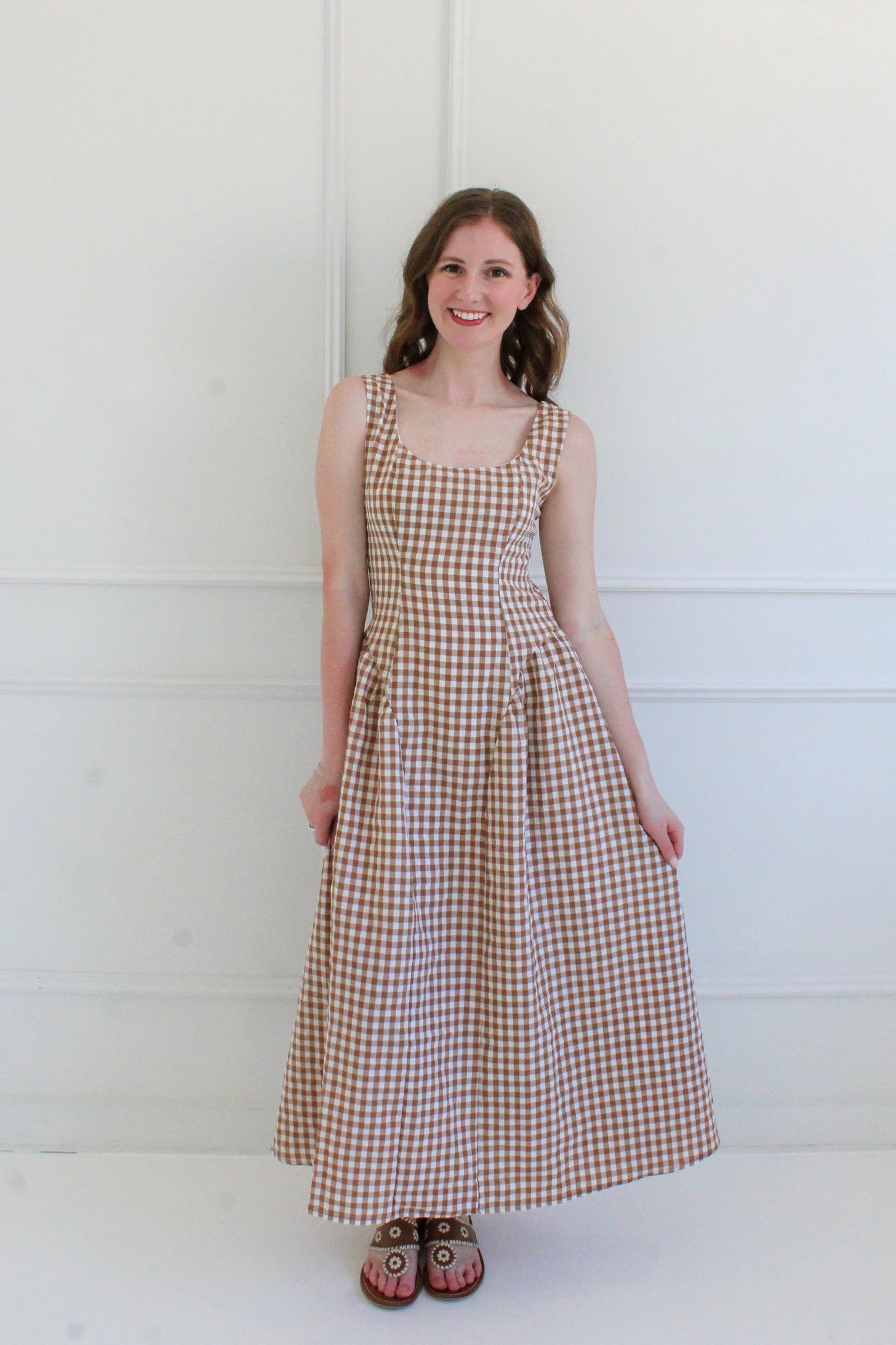 Walk In The Park Midi Dress - Brown
