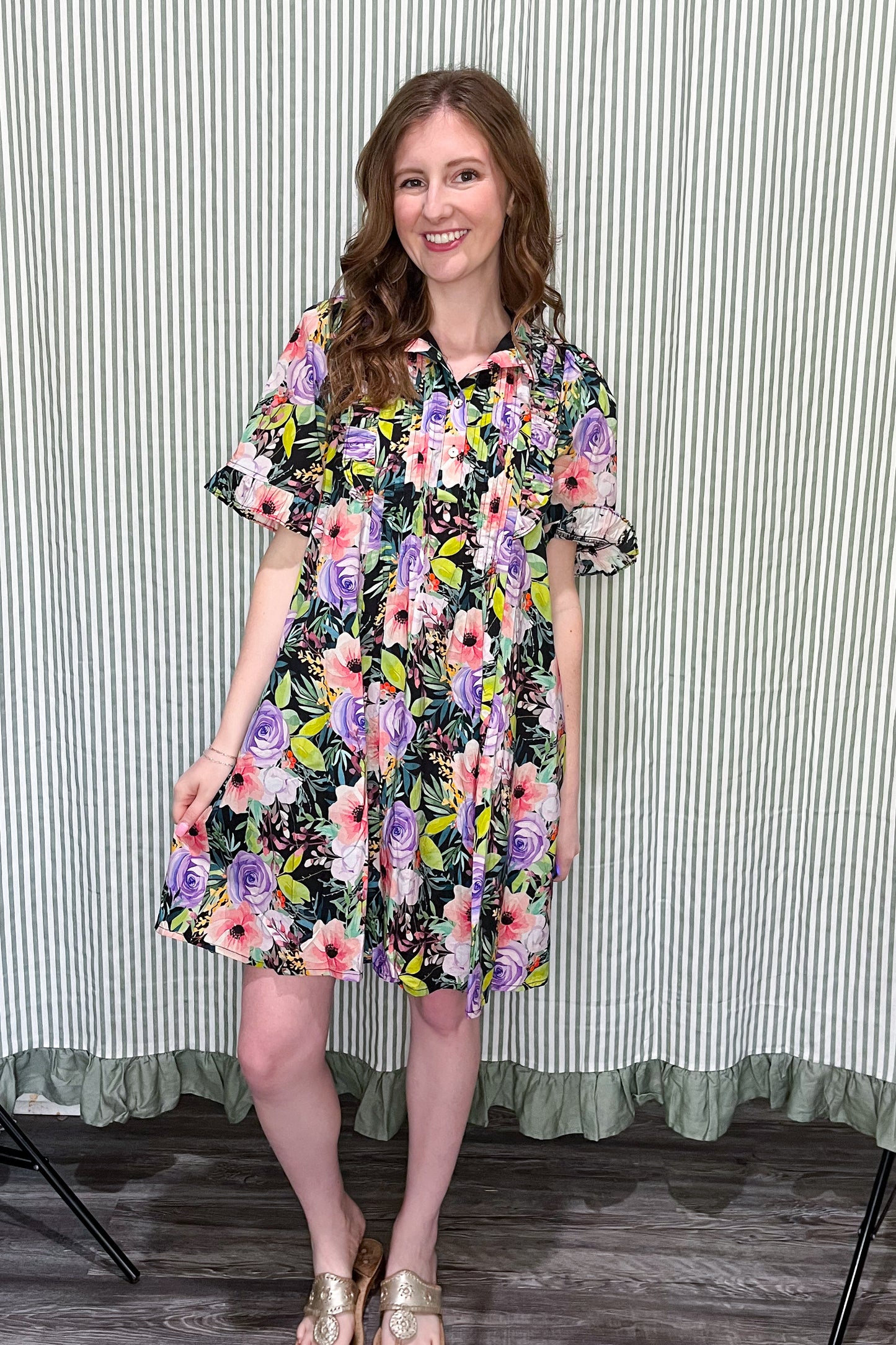 Dressed For Success Dress - Black Floral