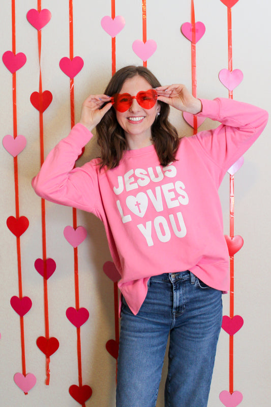 Jesus Loves You Sweatshirt - Pink