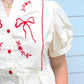 Red, White, and Cute Top - Cream