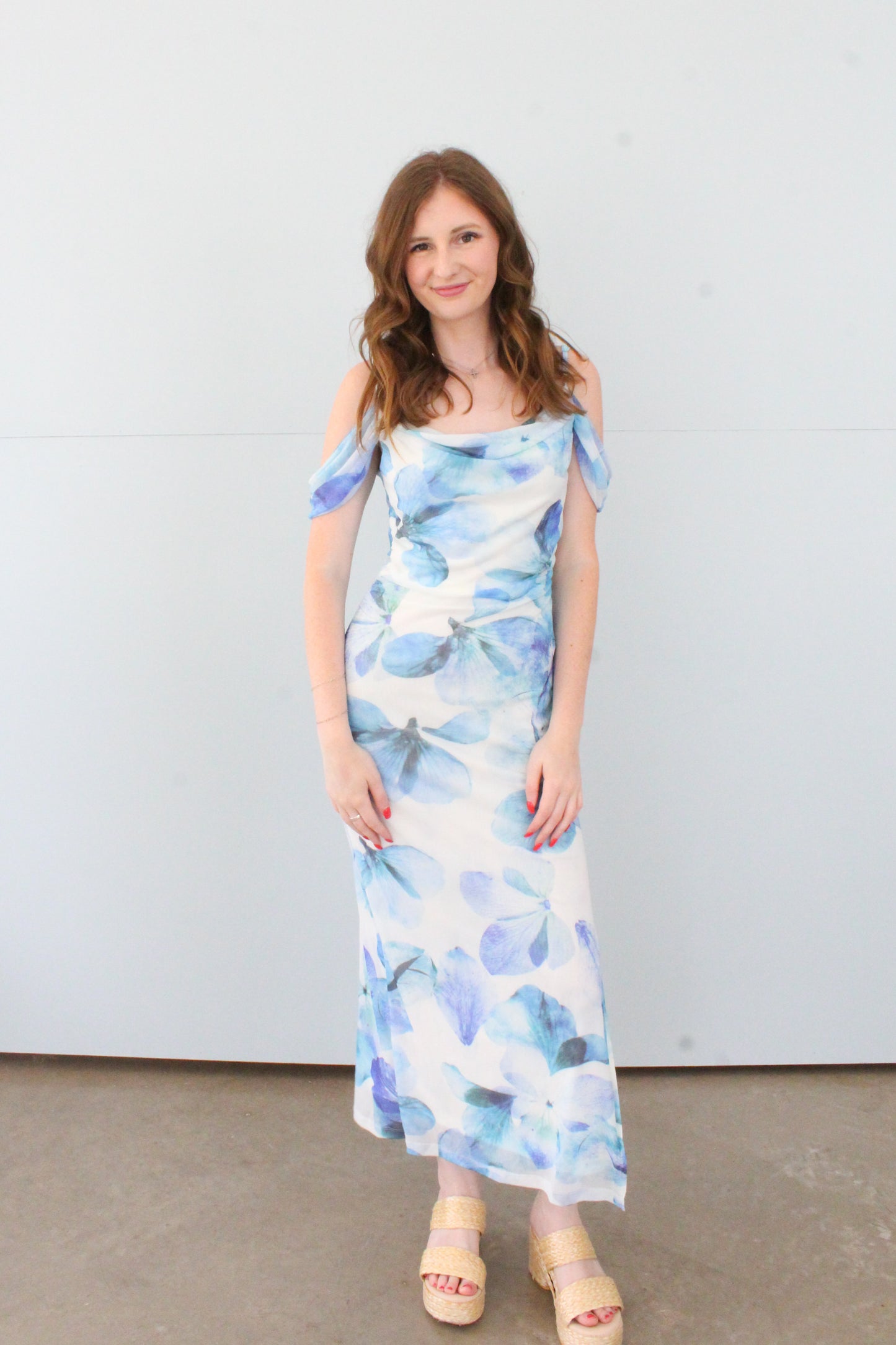 Spread Your Wings Midi Dress - Blue