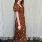 Crisp Fall Air Maxi Dress - Chocolate Floral