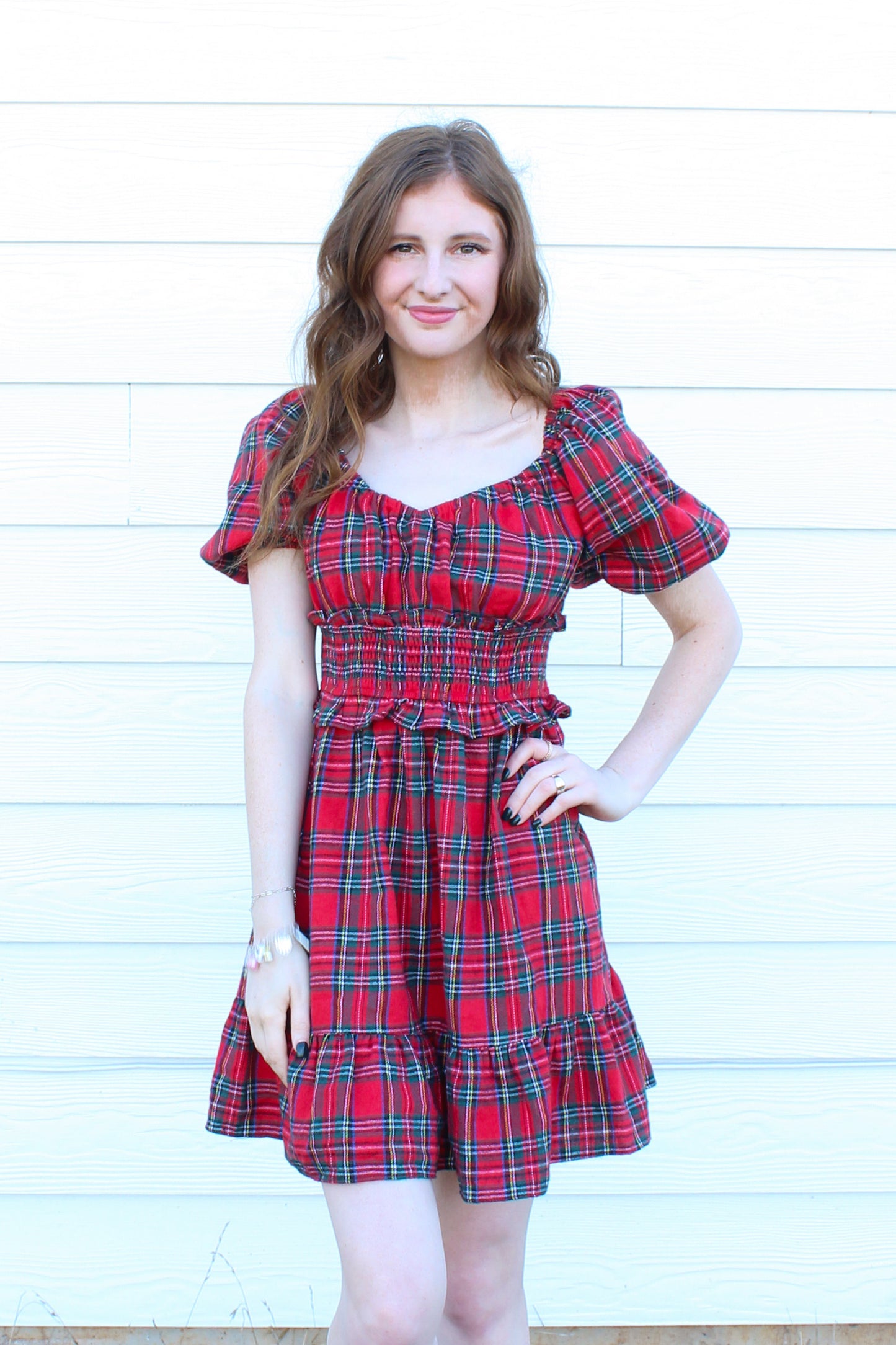 Home For The Holidays Dress - Red Plaid