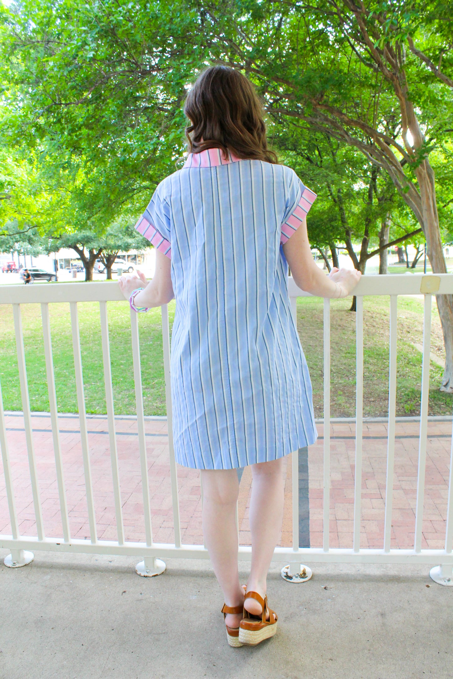 Office To Outing Dress - Blue & Pink