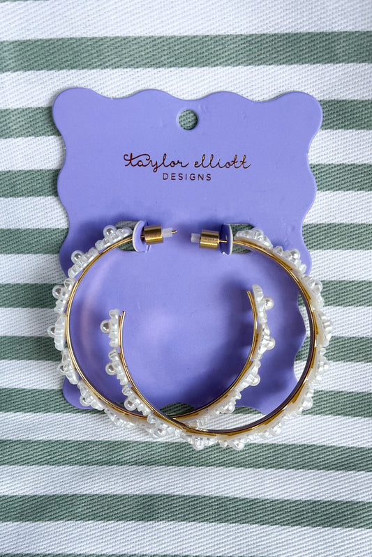 Amelia Large Hoops - White