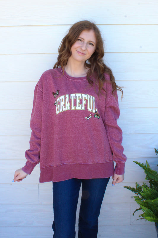 Grateful Sweatshirt - Berry