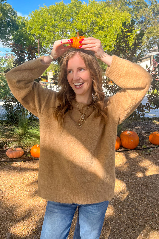 Fuzzy Feeling Sweater - Taupe