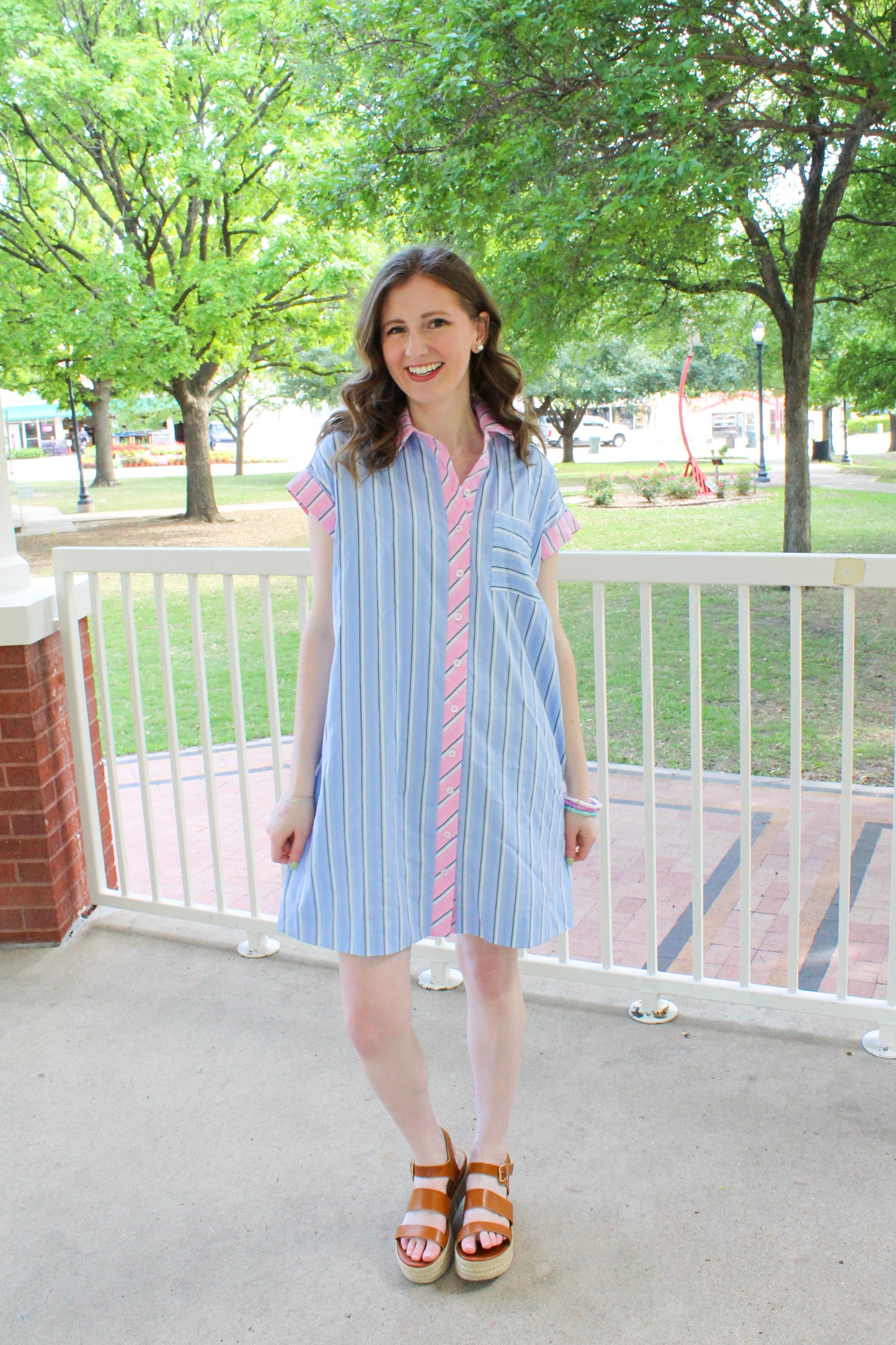 Office To Outing Dress - Blue & Pink