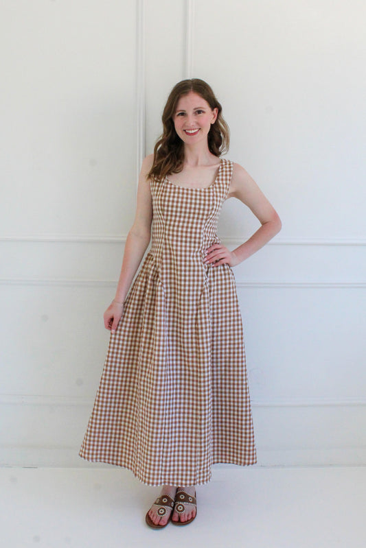 Walk In The Park Midi Dress - Brown