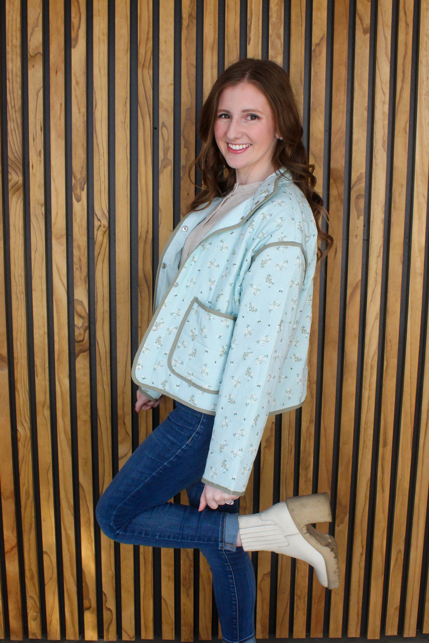 Scenic Route Quilted Jacket - Blue Floral