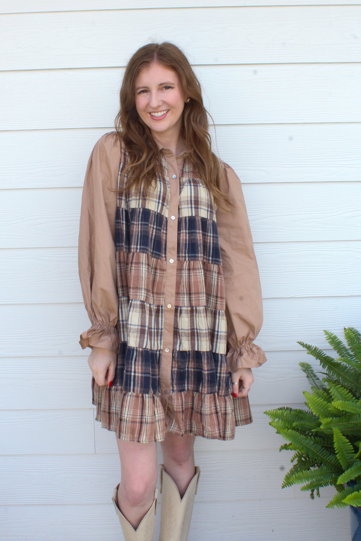 Fallin’ For Flannel Dress - Brown