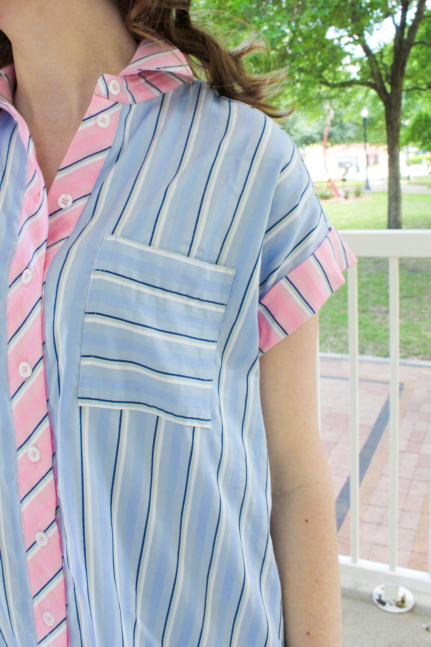 Office To Outing Dress - Blue & Pink