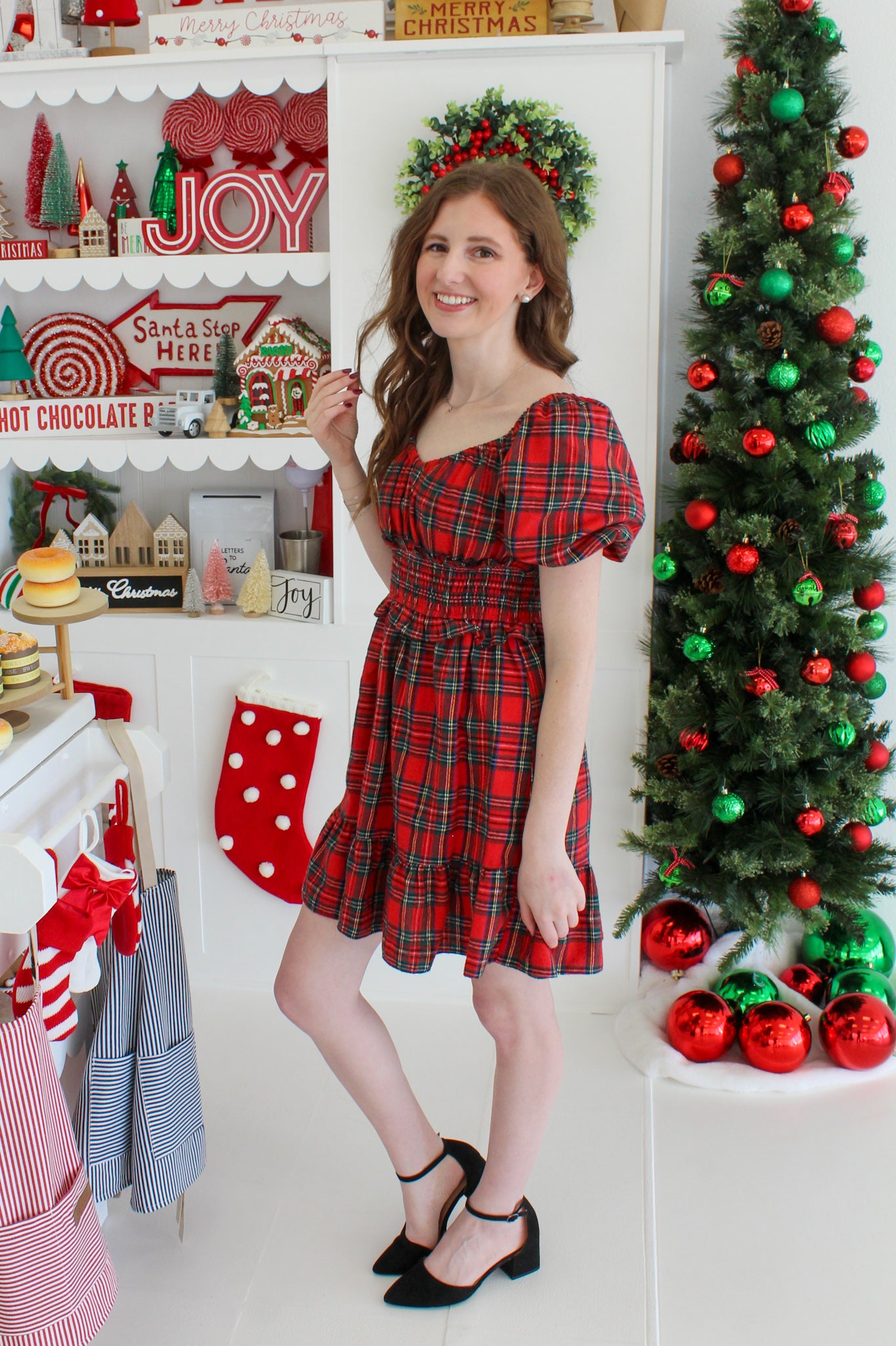 Home For The Holidays Dress - Red Plaid