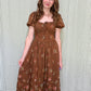 Crisp Fall Air Maxi Dress - Chocolate Floral