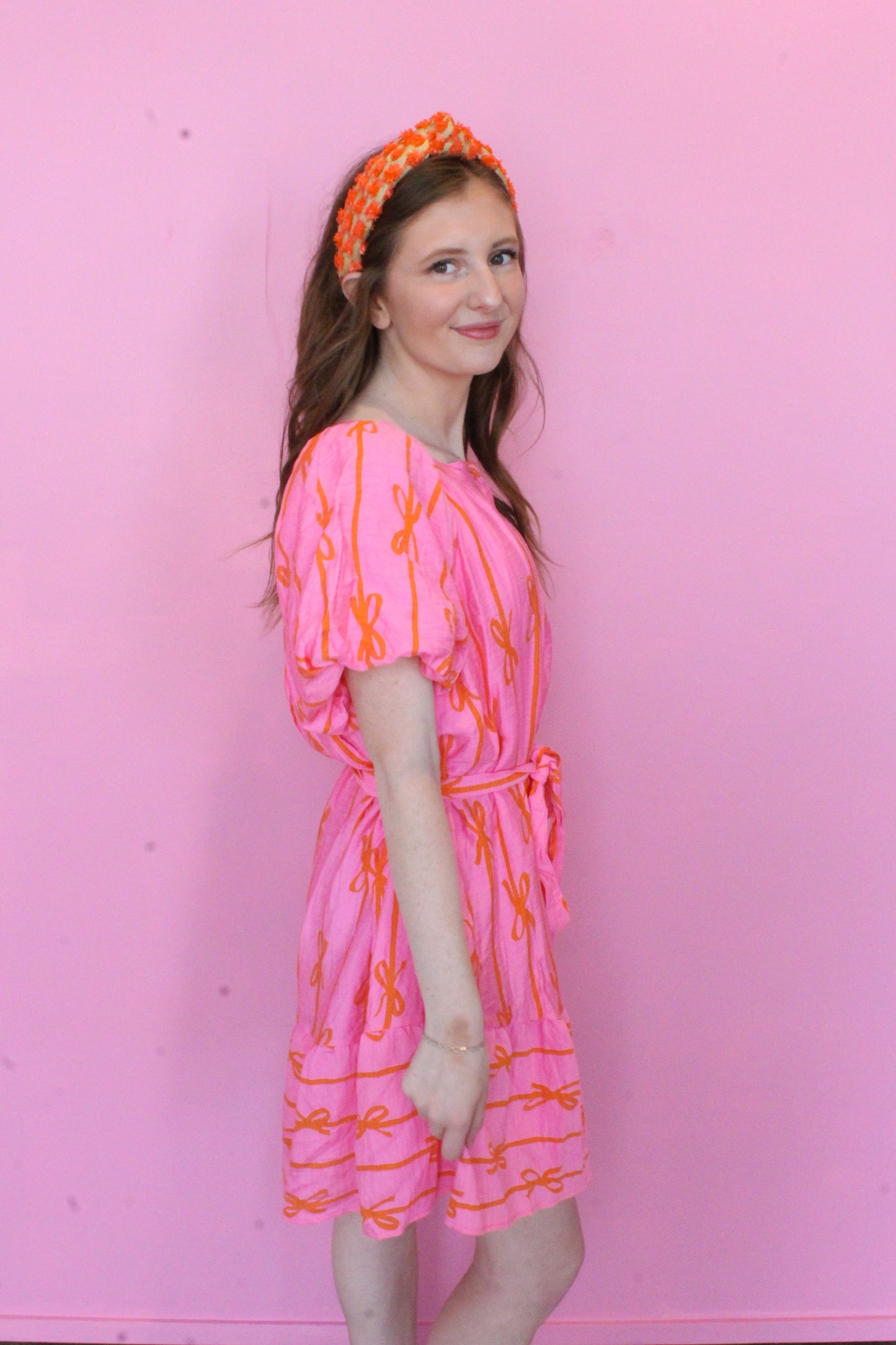 Best In Bow Dress - Pink & Orange