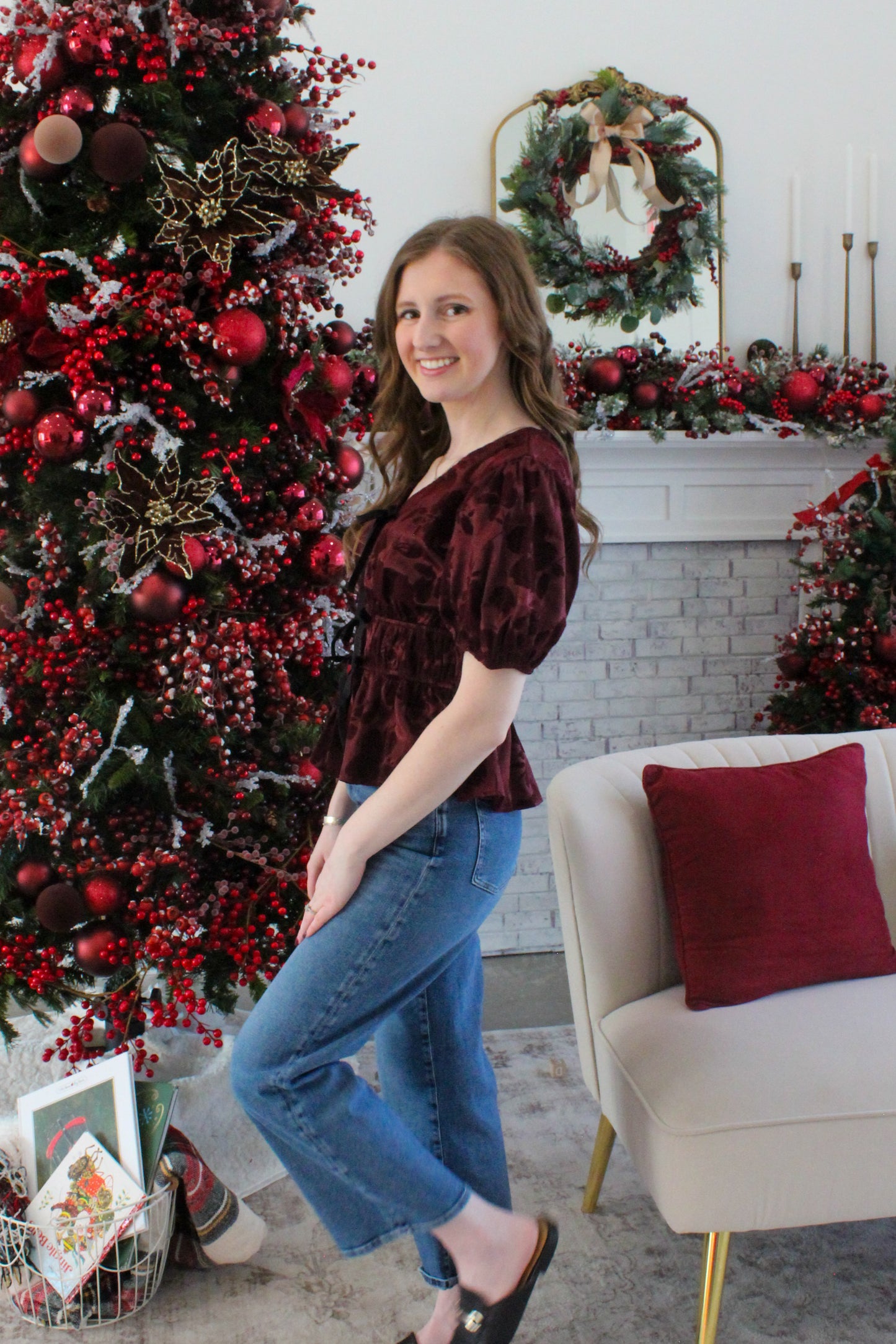 Red Velvet Top - Burgundy