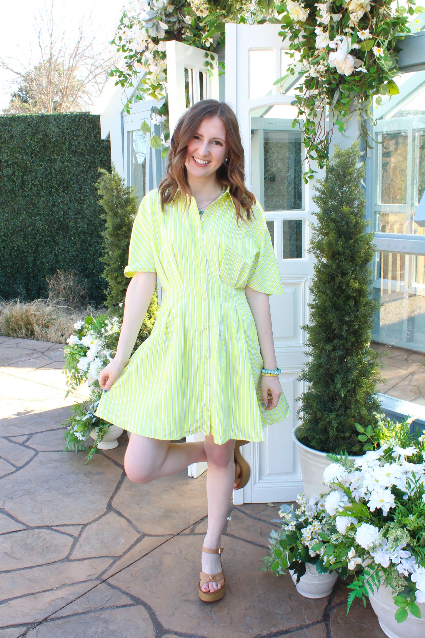 Sunny Side Stripes Dress - Yellow